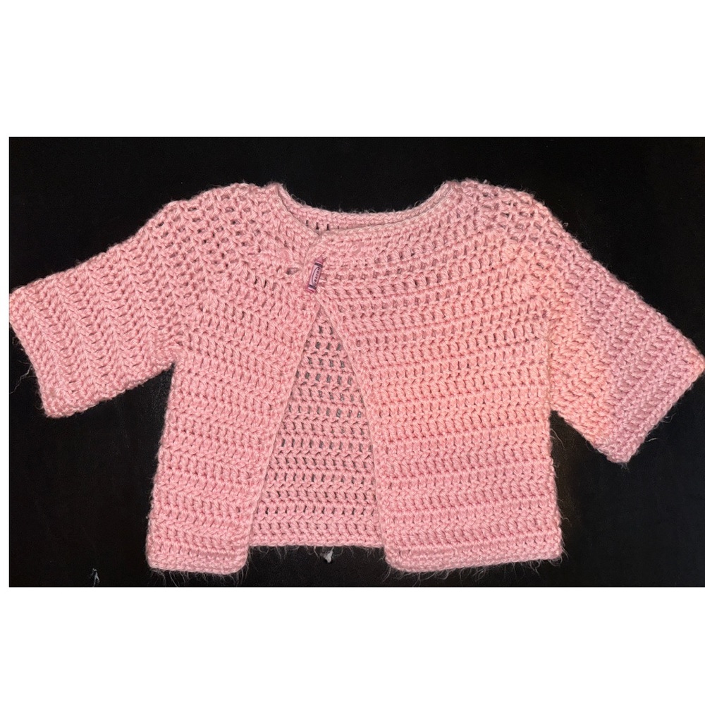 Handmade Crochet Pink Baby Sweater 0-3 Months